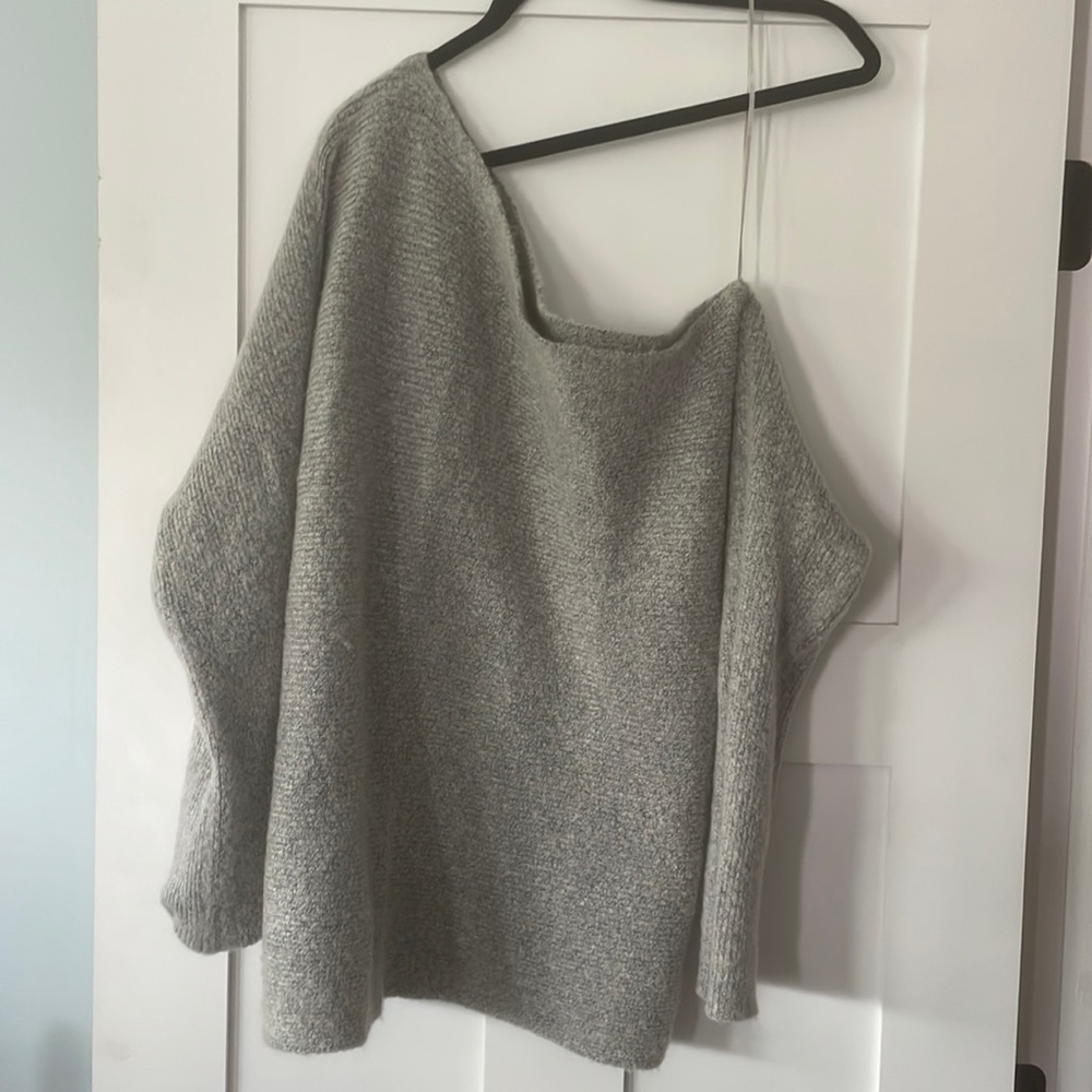 Treasure & Bond off the shoulder light gray sweater